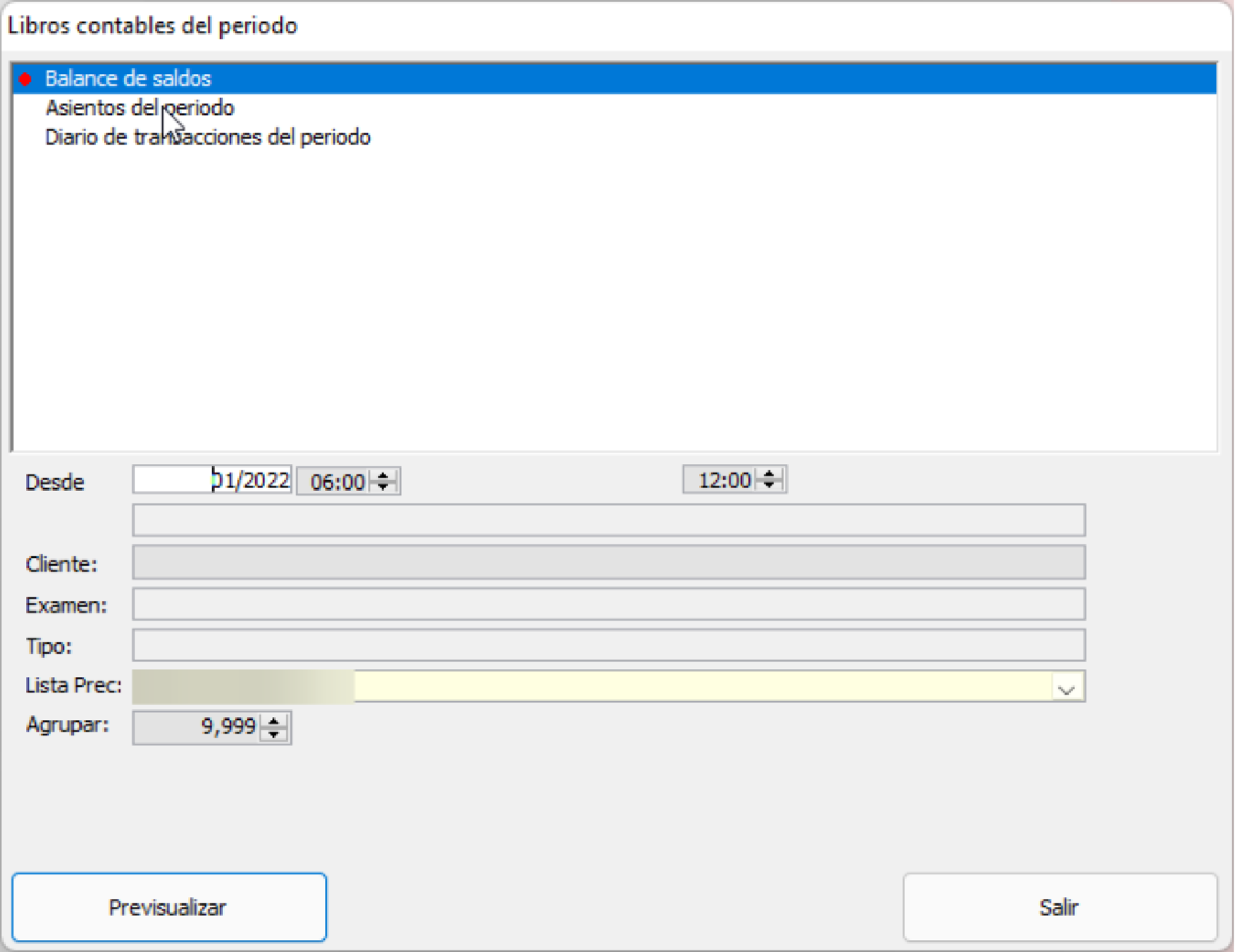 Libros contables del periodo