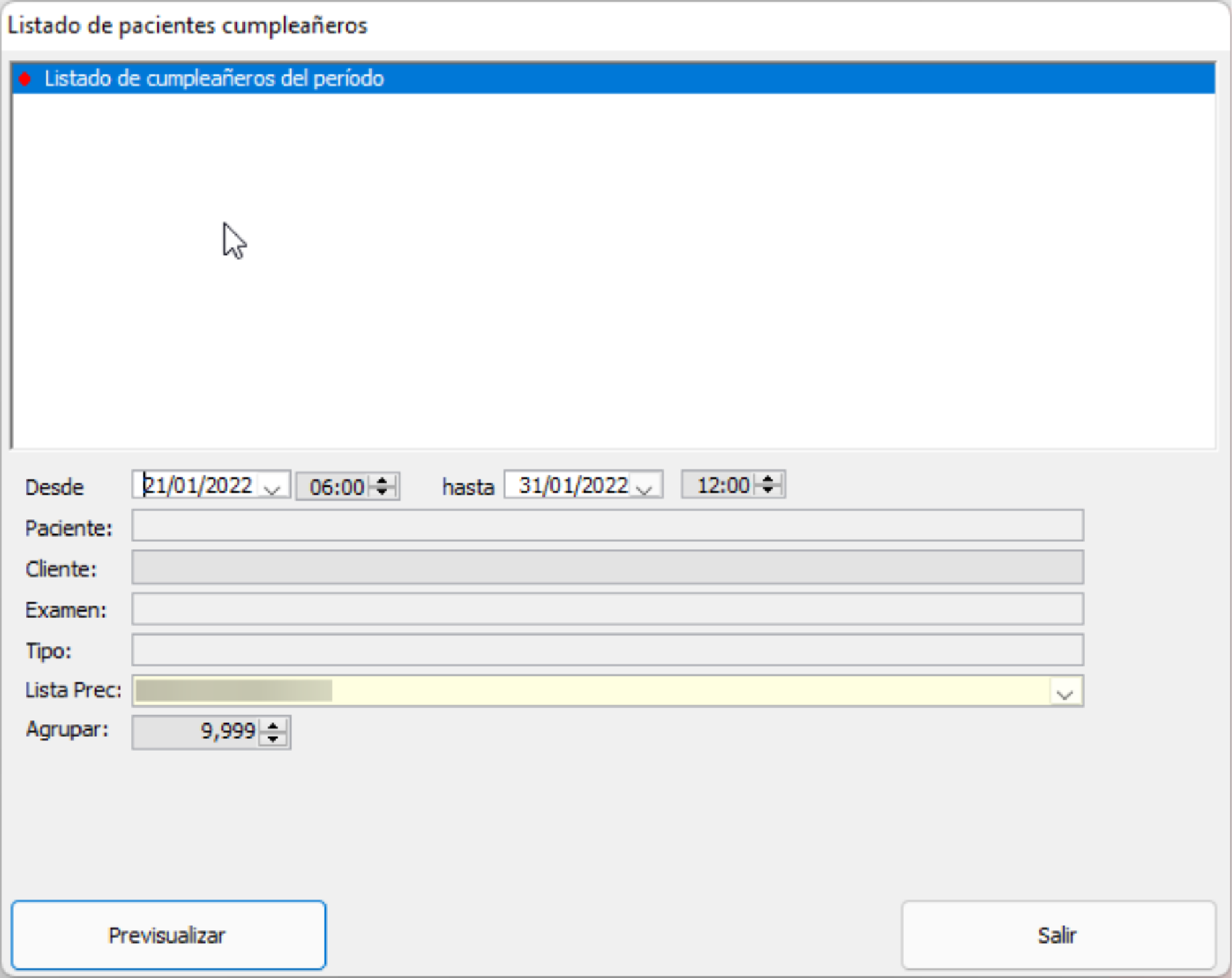 Listado de pacientes cumpleañeros 