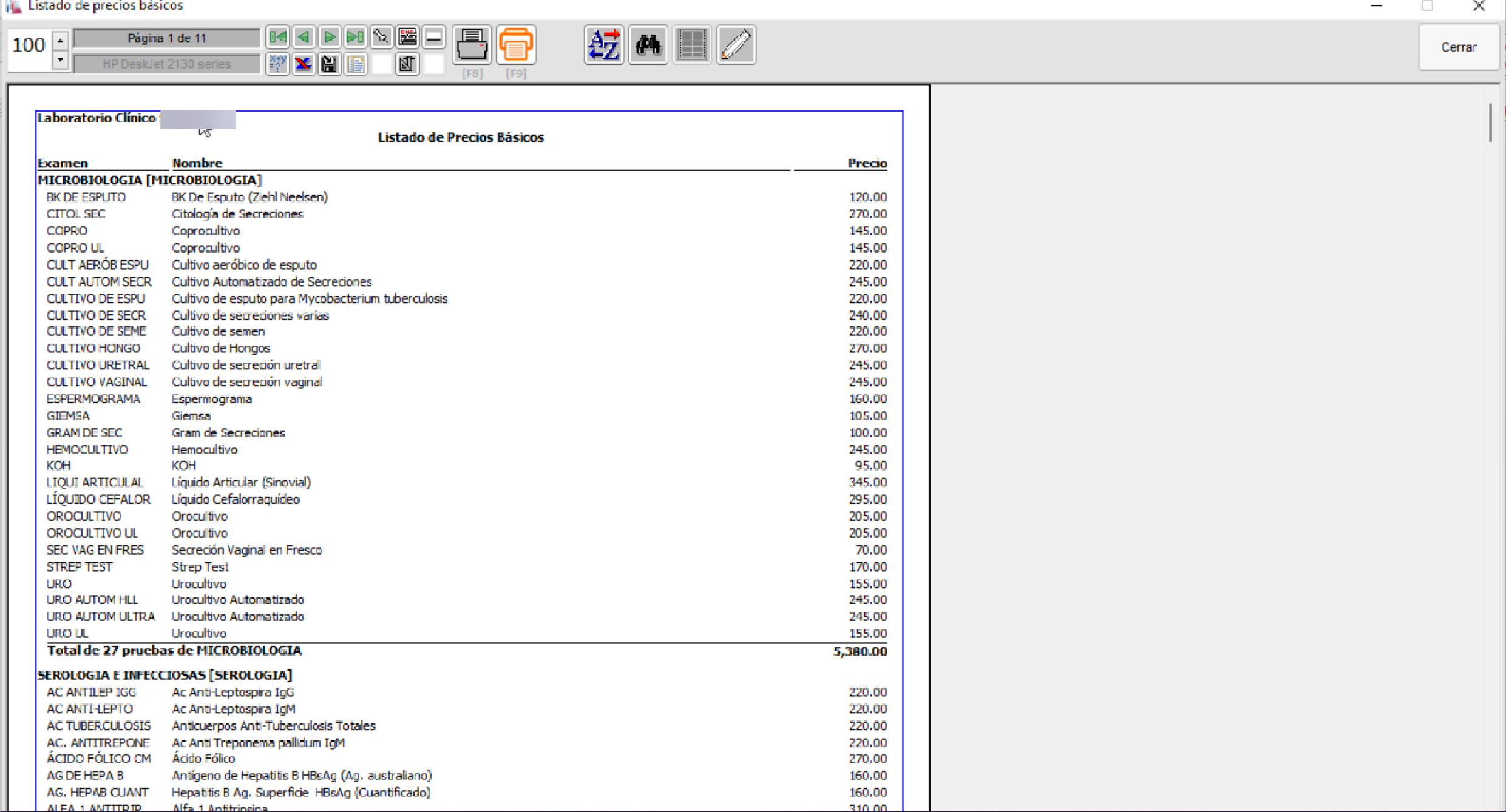 Listado de precios básicos