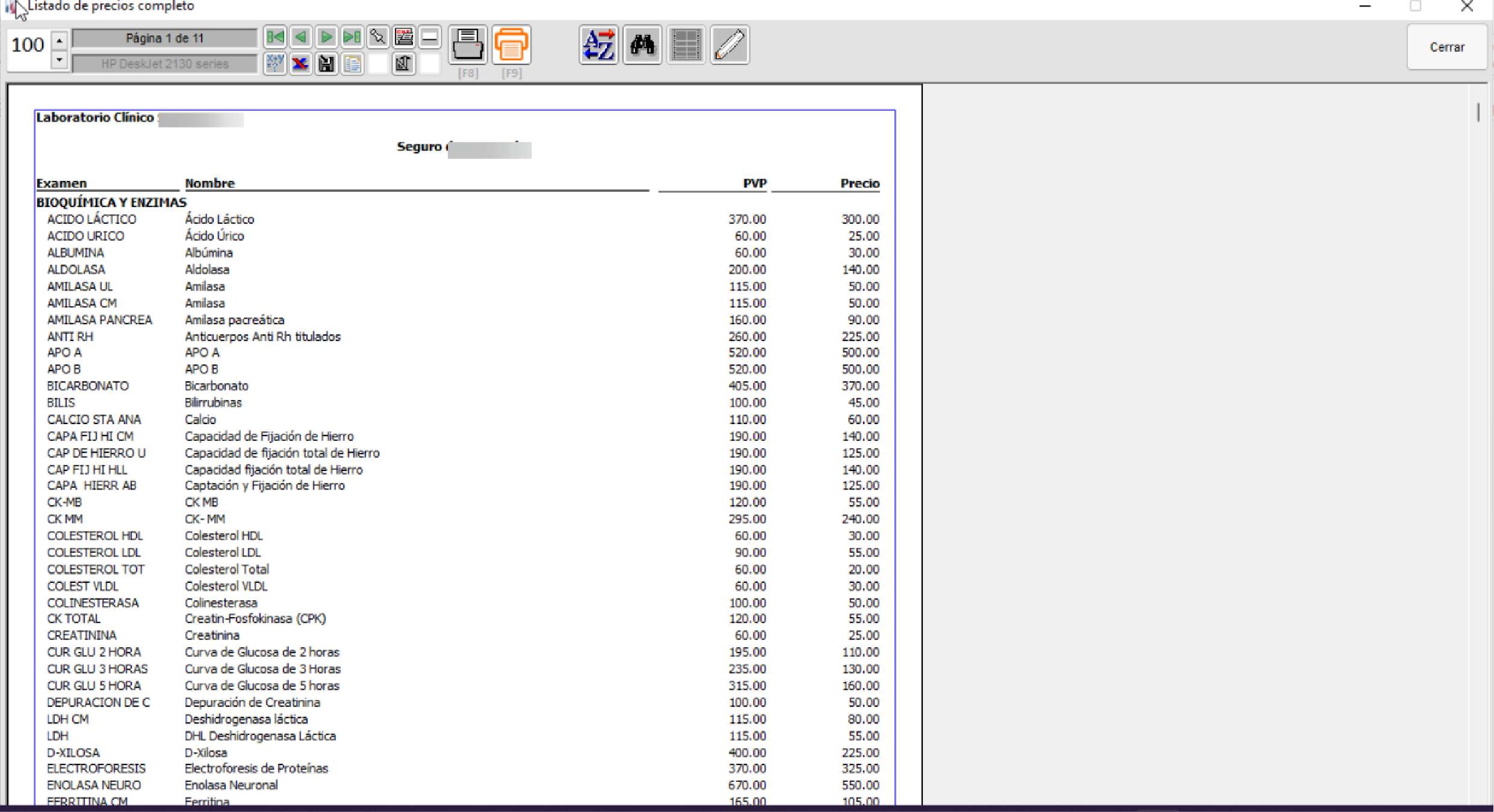 Listado de precios completos